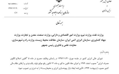 آییننامه بازار بهینهسازی انرژی و محیط زیست