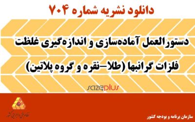 نشریه ۷۰۴ دستور‌‌العمل آماده‌سازی و اندازه‌گیری غلظت فلزات گرانبها (طلا-نقره و گروه پلاتین)