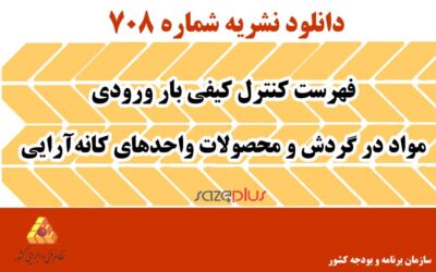 نشریه ۷۰۸ فهرست کنترل کیفی بار ورودی مواد در گردش و محصولات واحدهای کانهآرایی