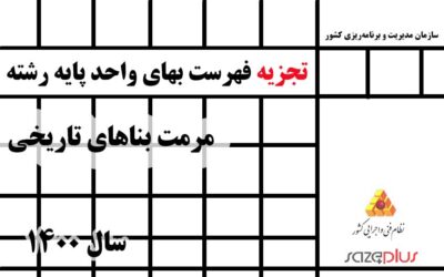 تجزیه فهرست بهای واحد پایه رشته مرمت بناهای تاریخی سال ۱۴۰۰