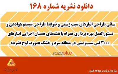 نشریه ۱۶۸ مبانی طراحی انبارهای سیب زمینی و ضوابط طراحی سیستم هوادهی و دستورالعمل بهره برداری همراه با نقشههای همسان اجرایی انبارهای ۳۰۰۰ تنی سیبزمینی در منطقه سرد و خشک بصورت لوح فشرده