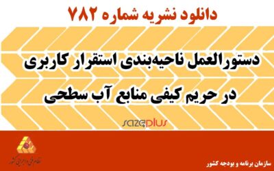 نشریه ۷۸۲ دستورالعمل ناحیه⁭‌بندی استقرار کاربری در حریم کیفی منابع آب سطحی