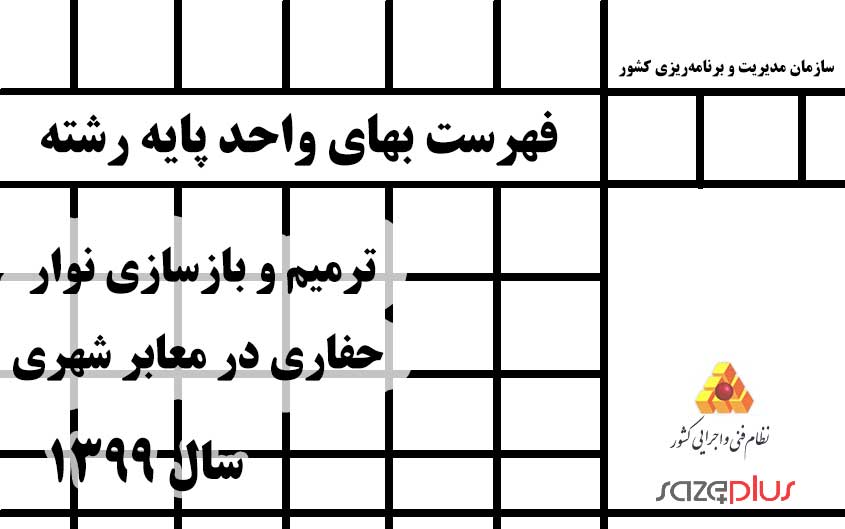 فهرست بهای واحد پایه رشته ترمیم و بازسازی نوار حفاری در معابر شهری سال ۱۳۹۹ 1 f 29 1399