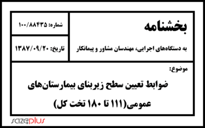 ضوابط تعیین سطح زیربنای بیمارستان‌های عمومی(۱۱۱ تا ۱۸۰ تخت کل)