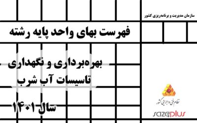 فهرستبهای واحد پایه رشته بهرهبرداری و نگهداری تاسیسات آب شرب سال ۱۴۰۱