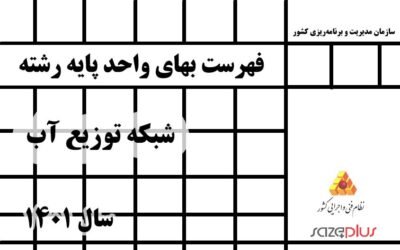 فهرست بهای واحد پایه رشته شبکه توزیع آب سال ۱۴۰۱