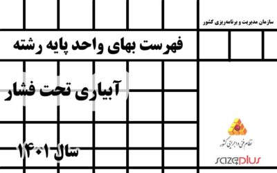 فهرست بهای واحد پایه رشته آبیاری تحت فشار سال ۱۴۰۱