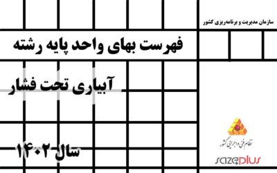 فهرست بهای واحد پایه رشته آبیاری تحت فشار سال 1402