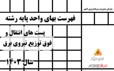 فهرست بهای واحد پایه رشته پست های انتقال و فوق توزیع نیروی برق سال 1403