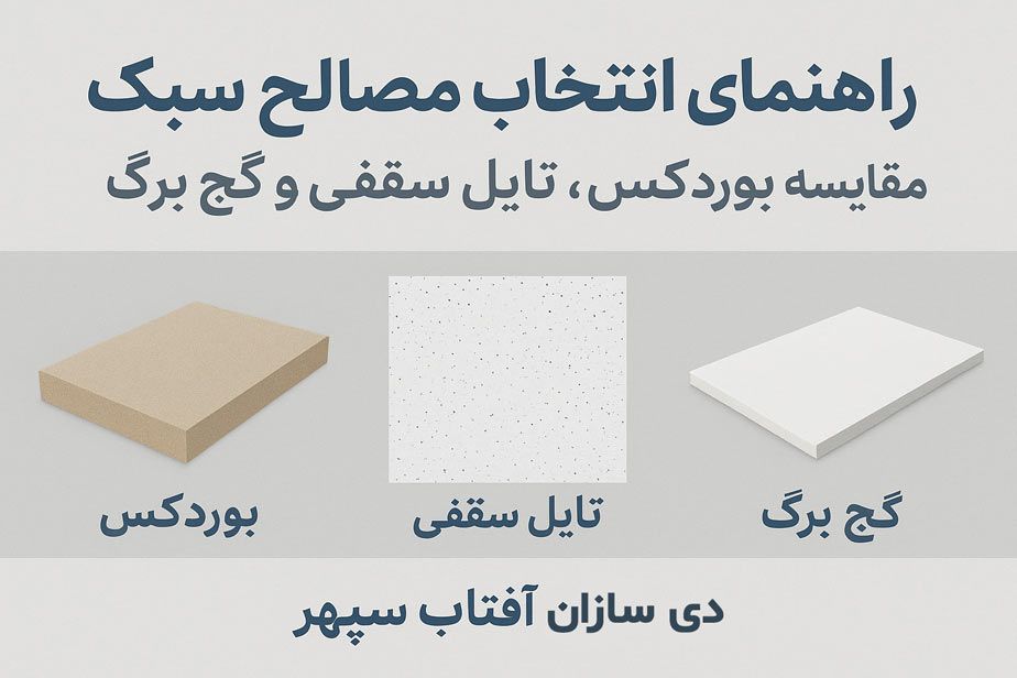 مقایسه بوردکس، تایل سقفی و گچ برگ؛ مصالح سبک پرکاربرد برای سقف و دیوار در ساختمان‌سازی