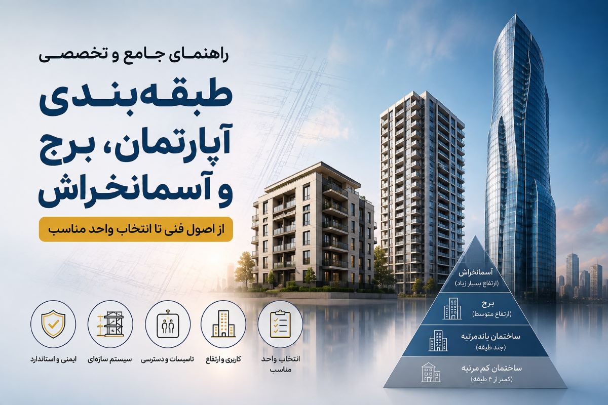 راهنمای جامع و تخصصی طبقه‌بندی آپارتمان، برج و آسمانخراش (از اصول فنی تا انتخاب واحد مناسب)